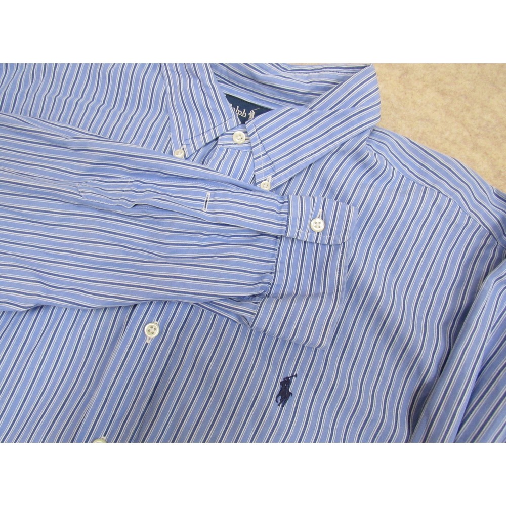 Polo Ralph Lauren Blake Shirt Mens XL Blue White Stripe Button Down 100% Cotton